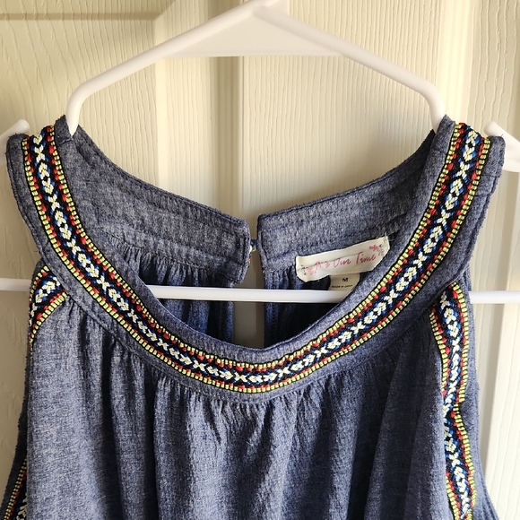 It's Our Time Navy Embellished Halter Tank - Picture 2 of 5